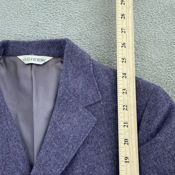 Vntg J.G. Hook Womens Wool Blazer Jacket Size 12 Purple With Gold Buttons 2619 - Picture 5 of 10